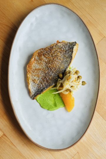 Spring Sea Bream with Pea & Mint and Fennel